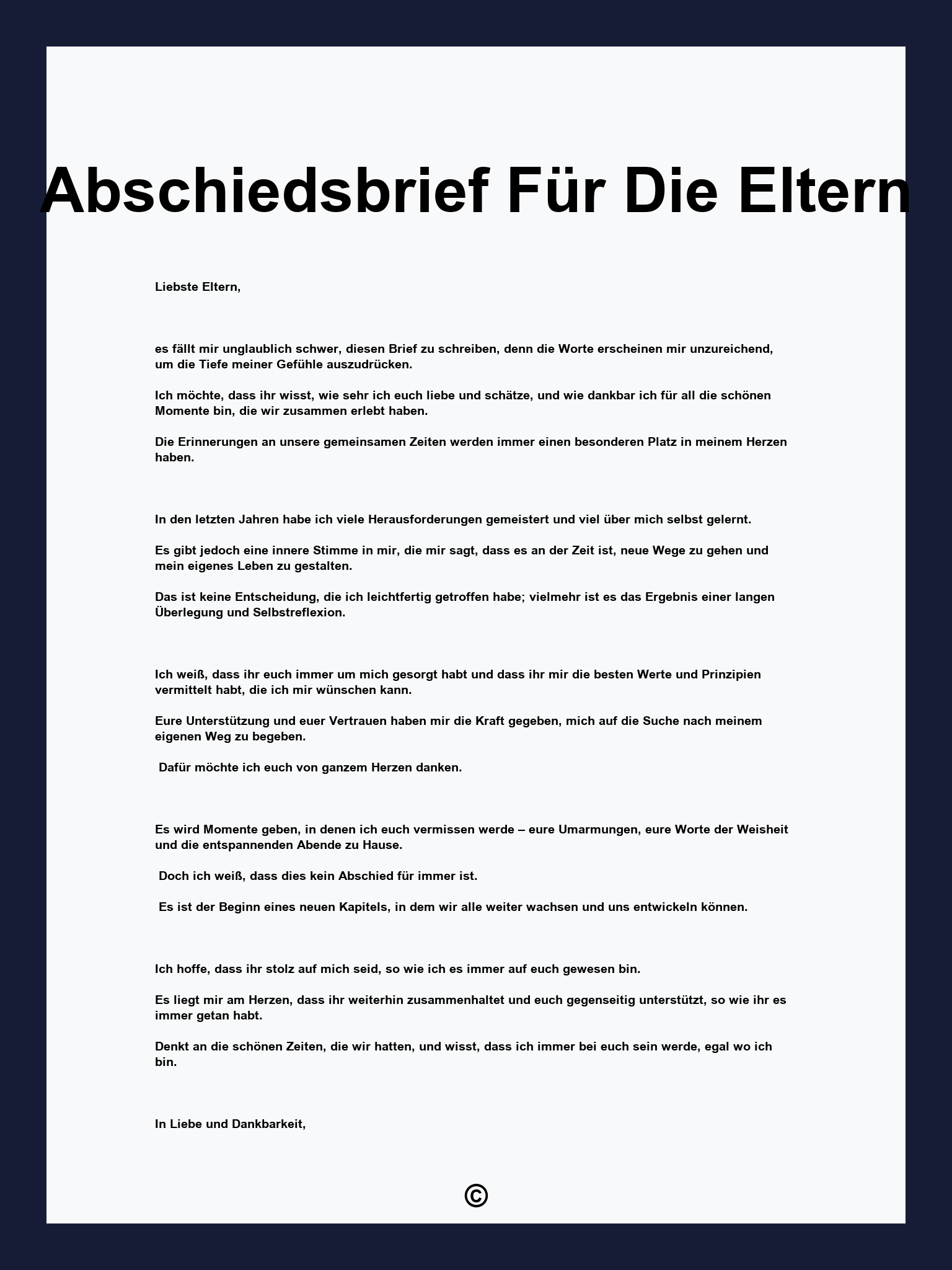 Abschiedsbrief Für Die Eltern