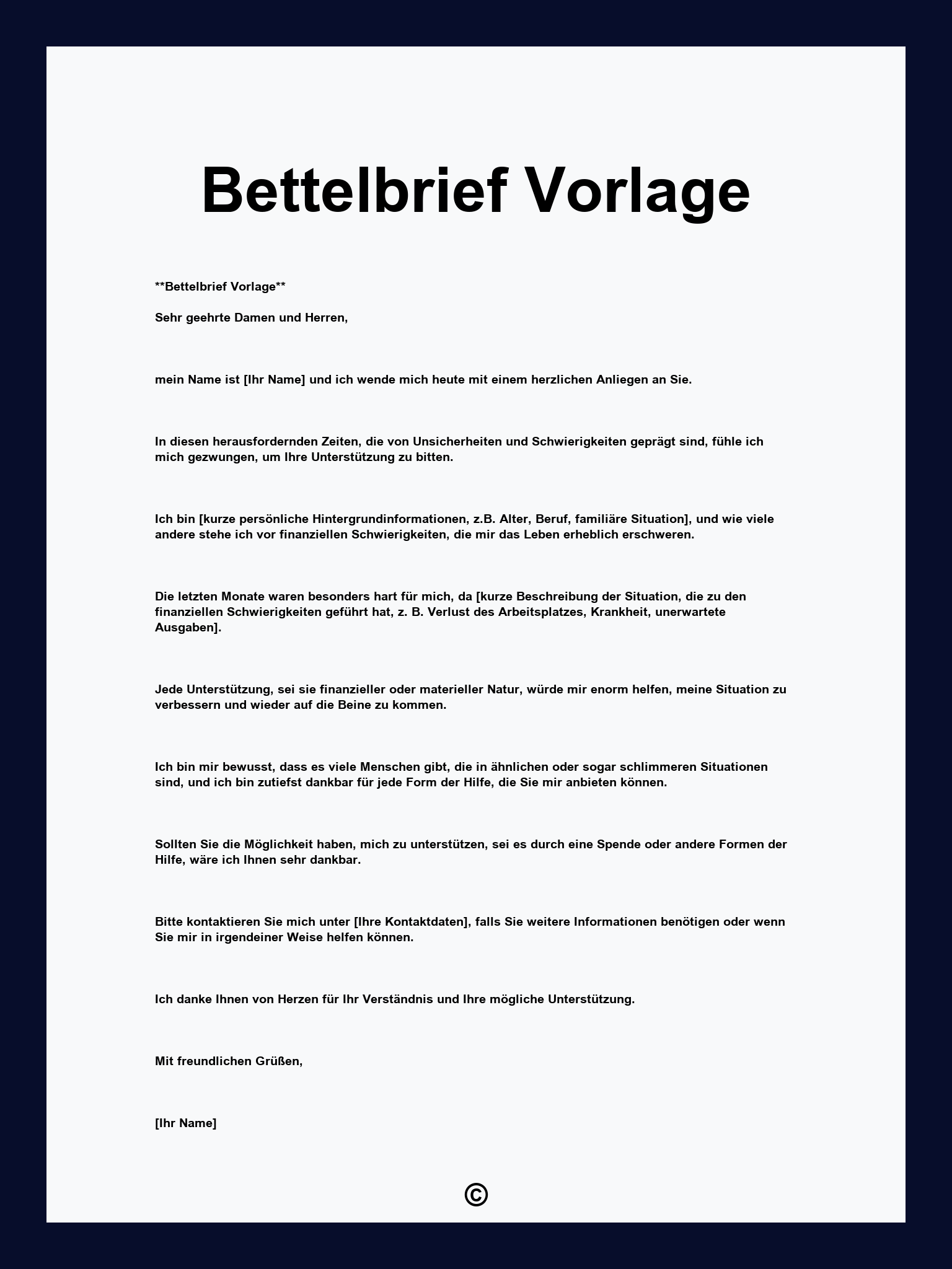 Bettelbrief Vorlage