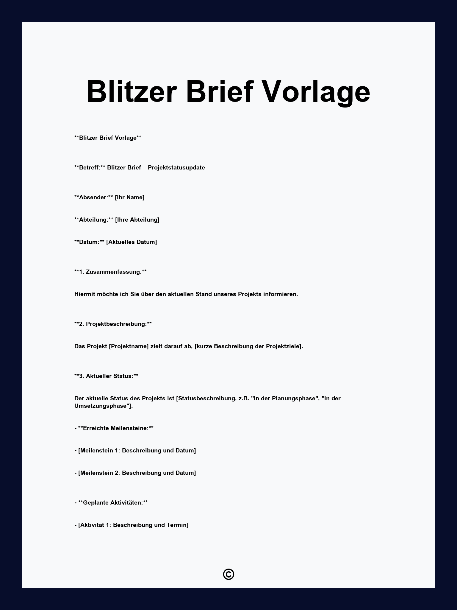 Blitzer Brief Vorlage