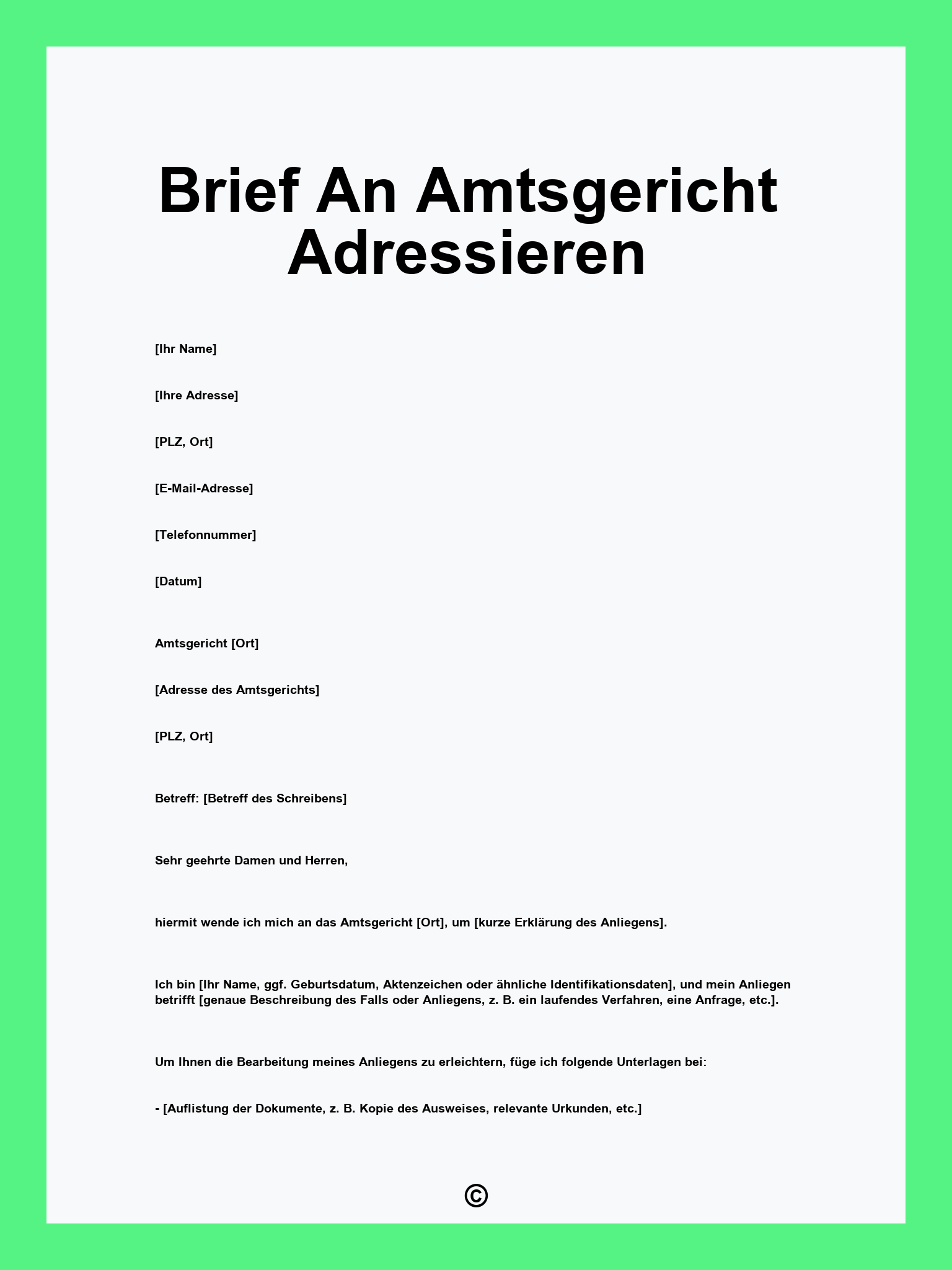 Brief An Amtsgericht Adressieren