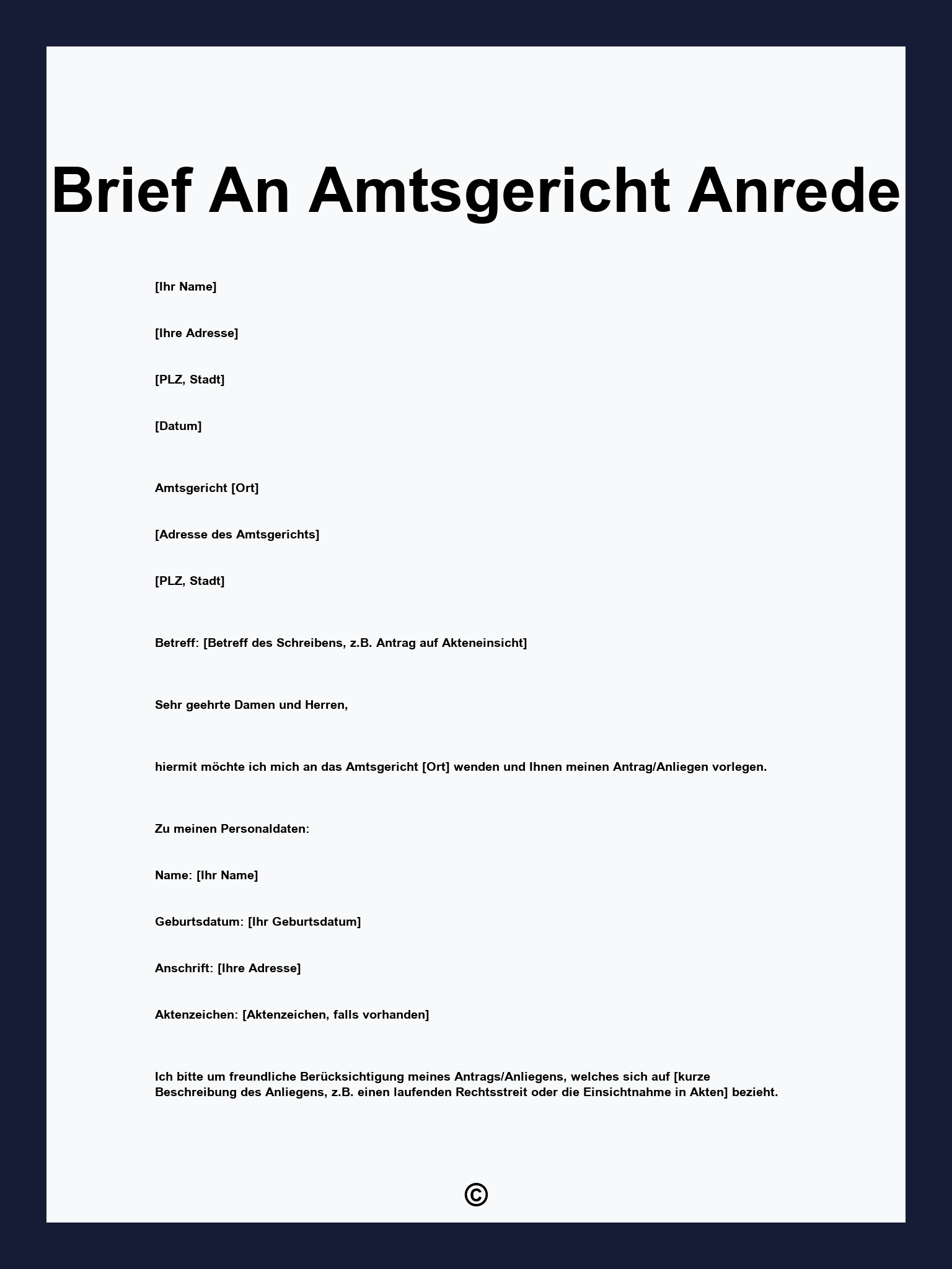 Brief An Amtsgericht Anrede