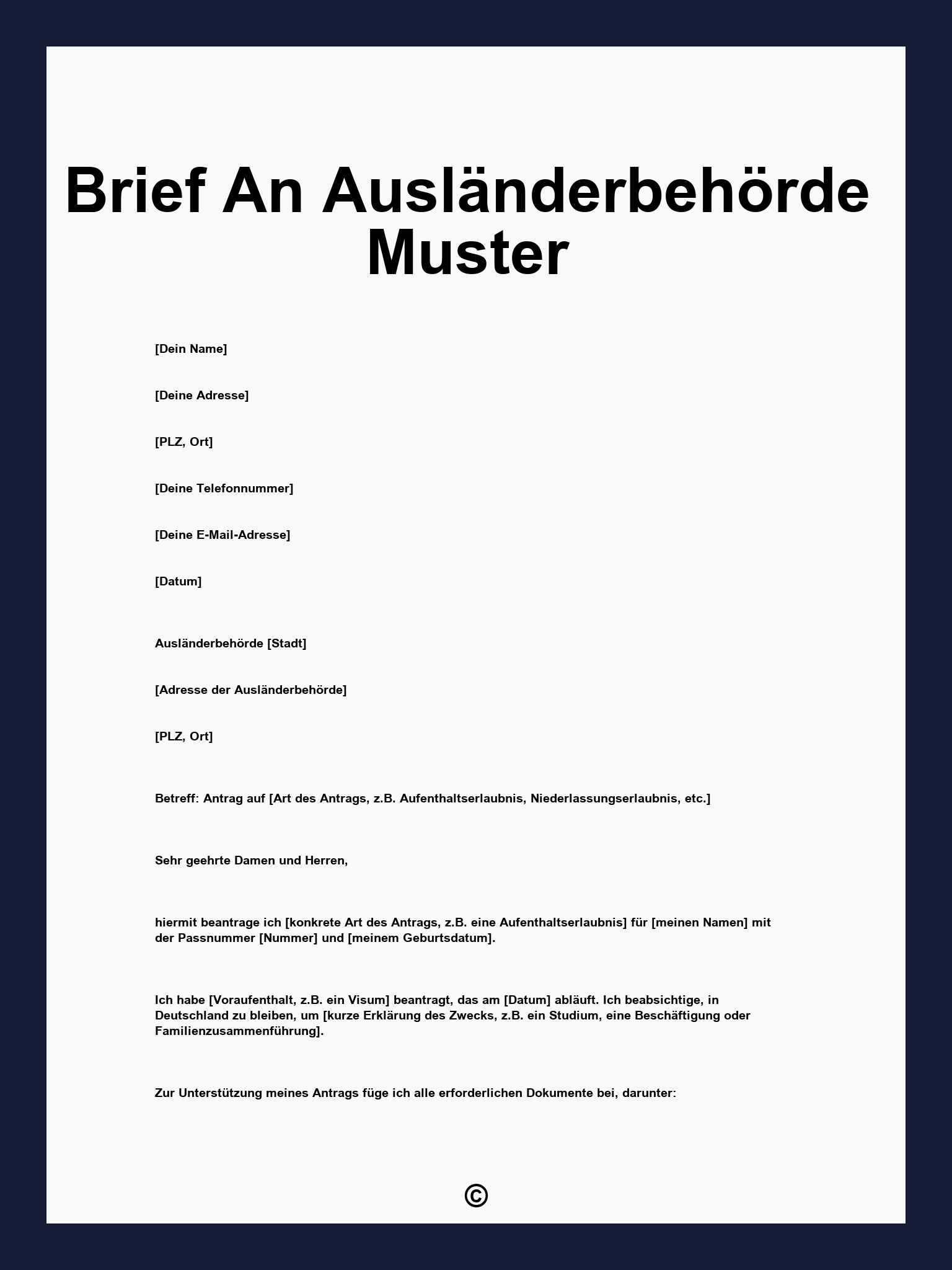 Brief An Ausländerbehörde Muster
