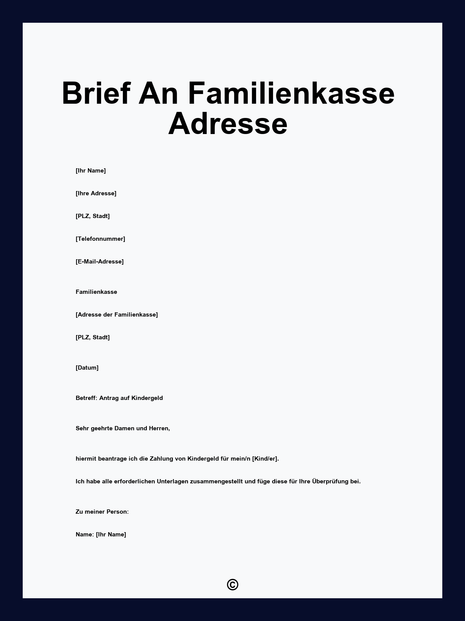 Brief An Familienkasse Adresse