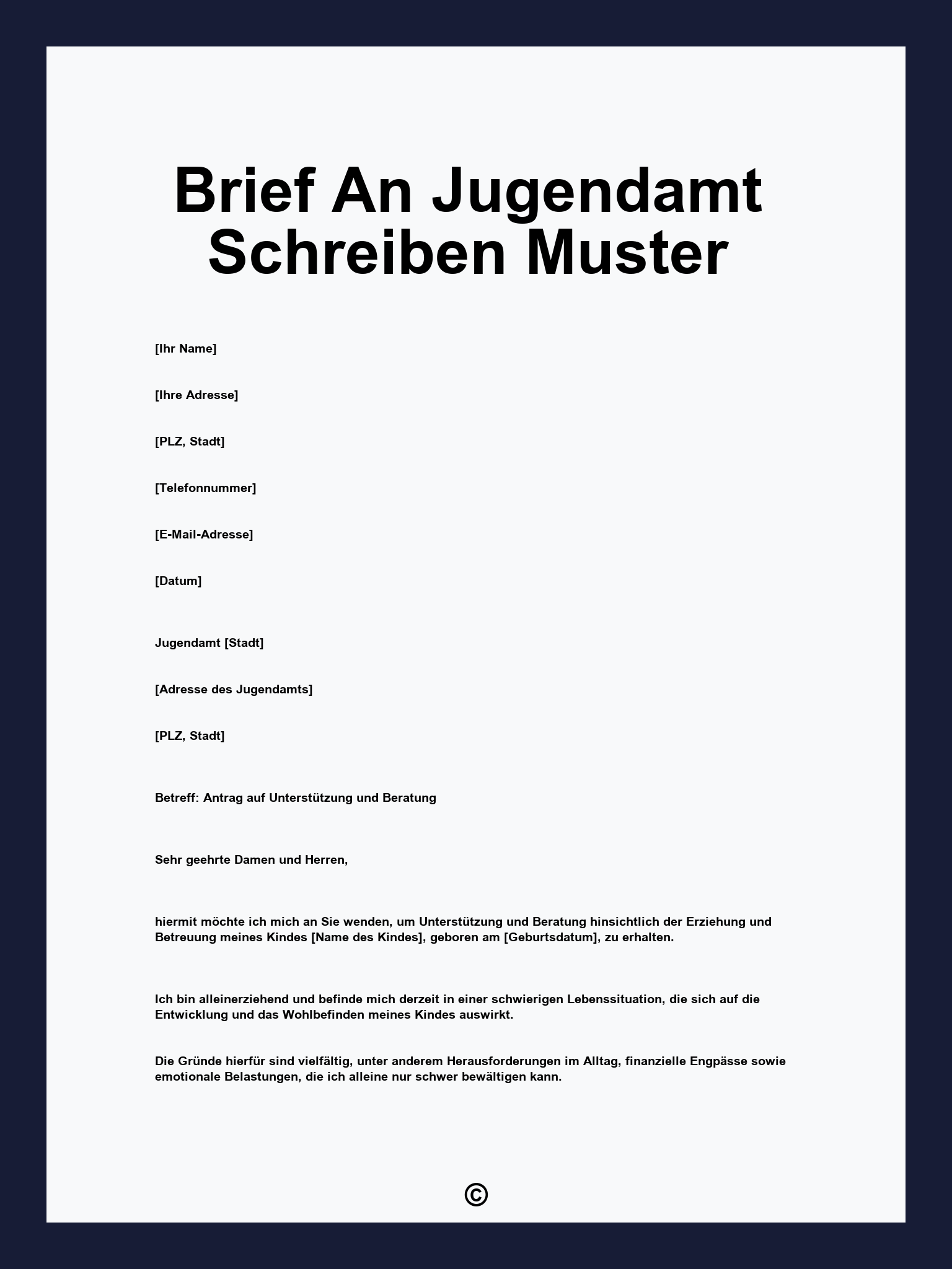 Brief An Jugendamt Schreiben Muster