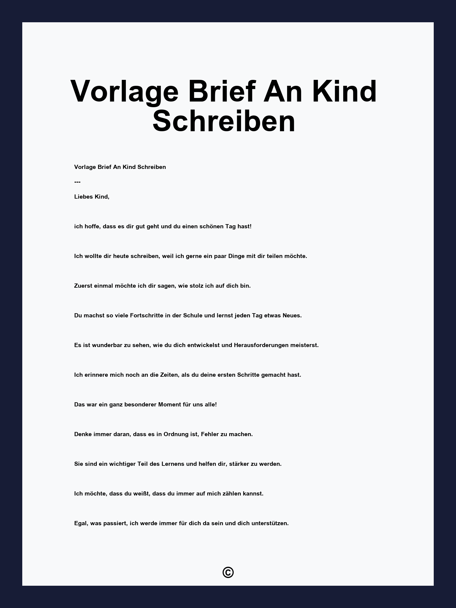 Vorlage Brief An Kind Schreiben