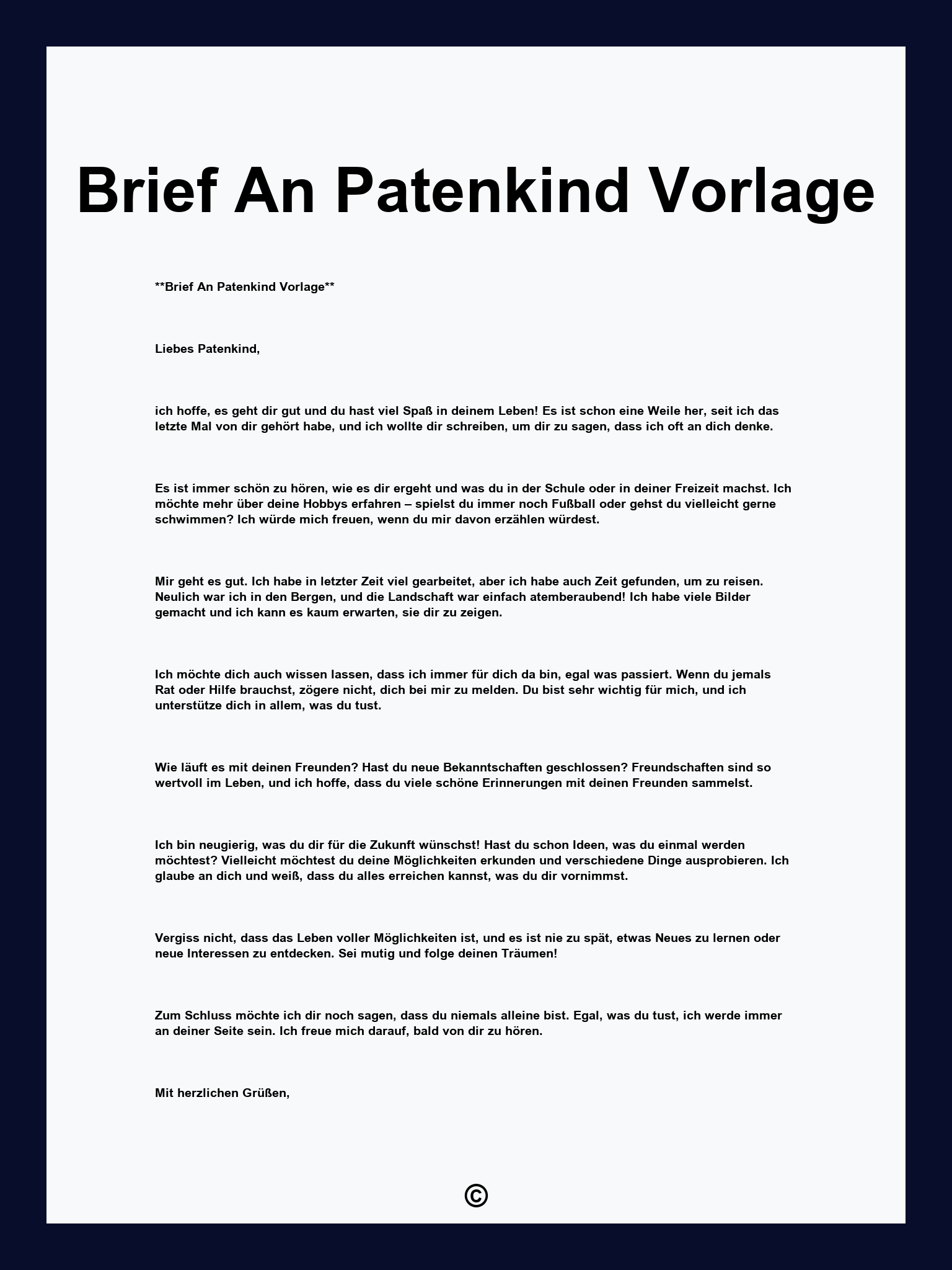 Brief An Patenkind Vorlage