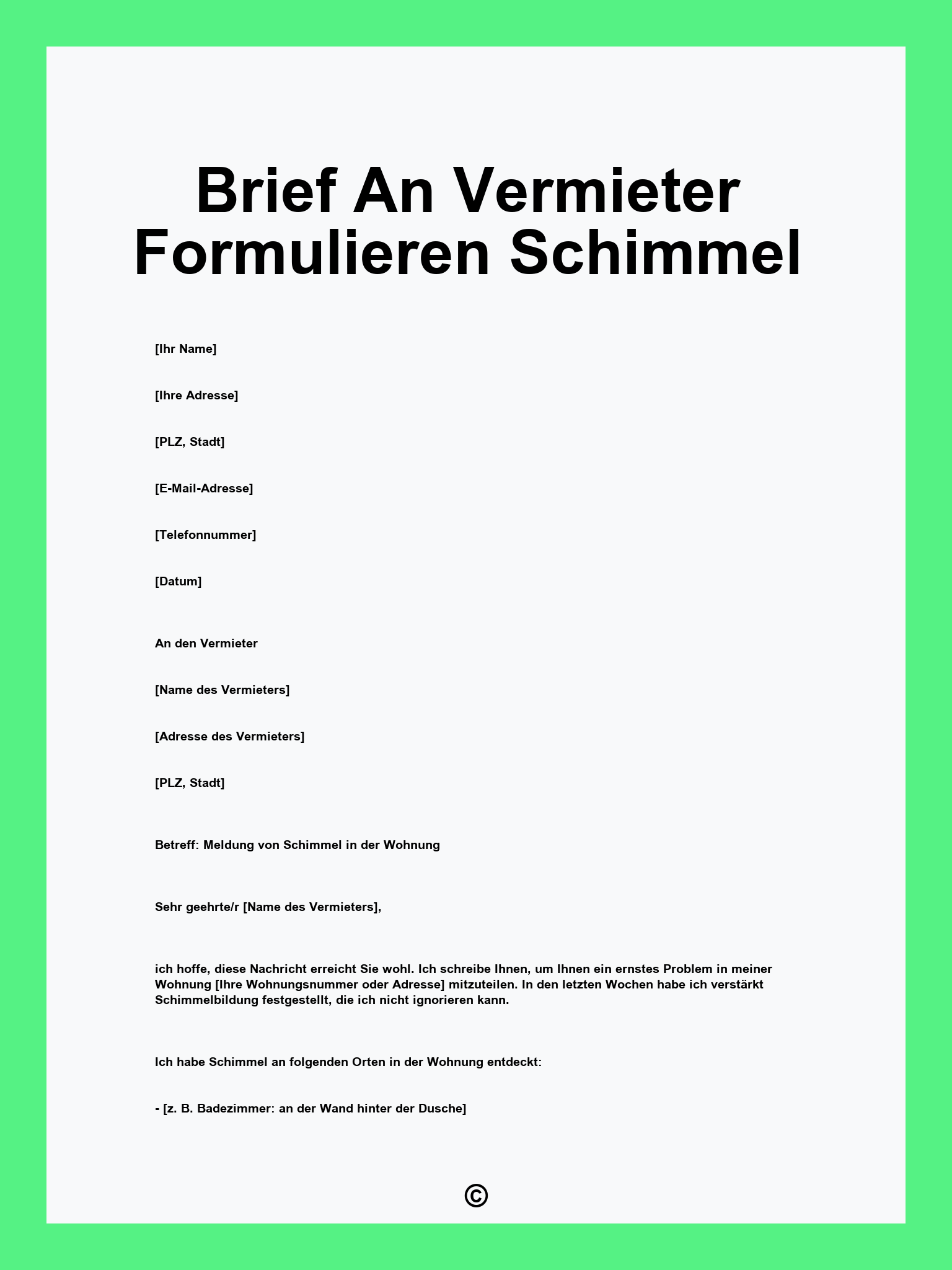 Brief An Vermieter Formulieren Schimmel