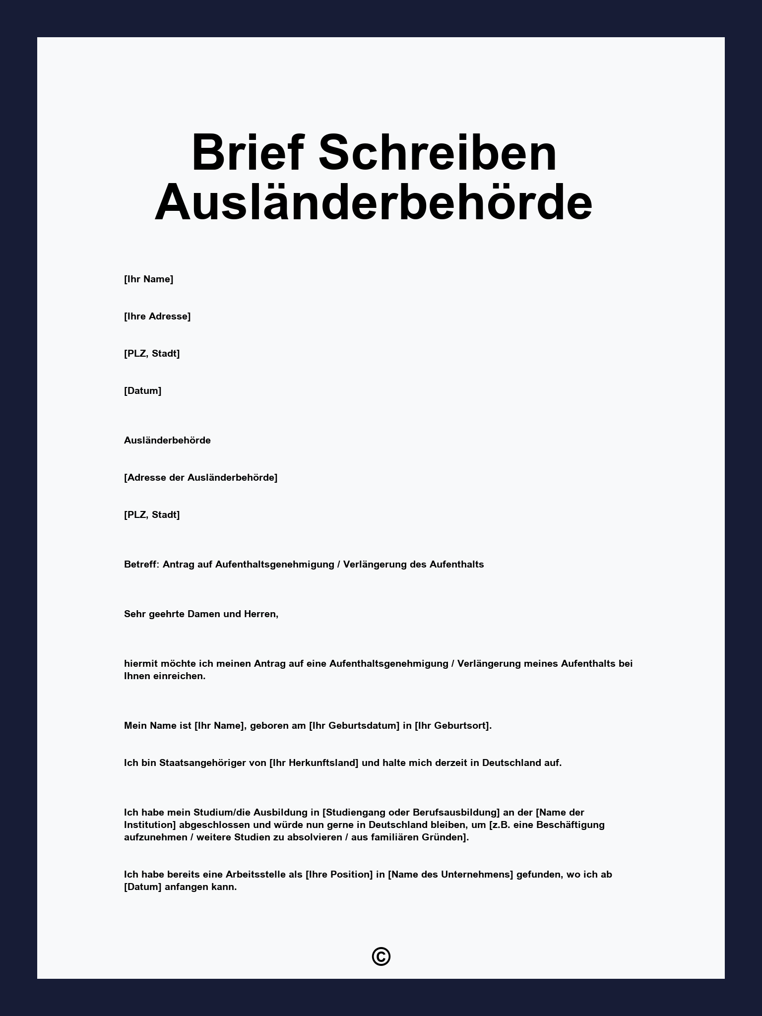 Brief Schreiben Ausländerbehörde