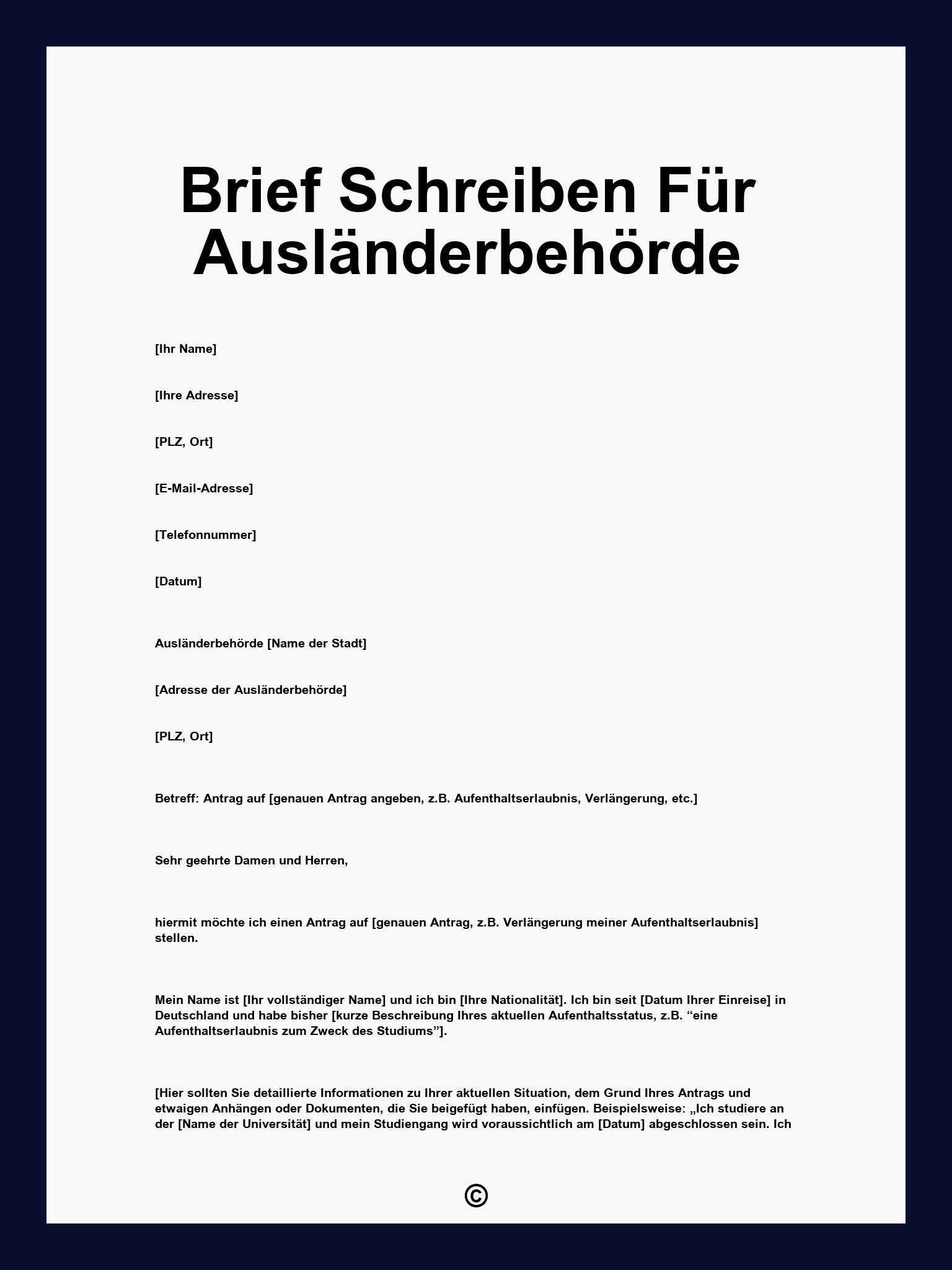 Brief Schreiben Für Ausländerbehörde