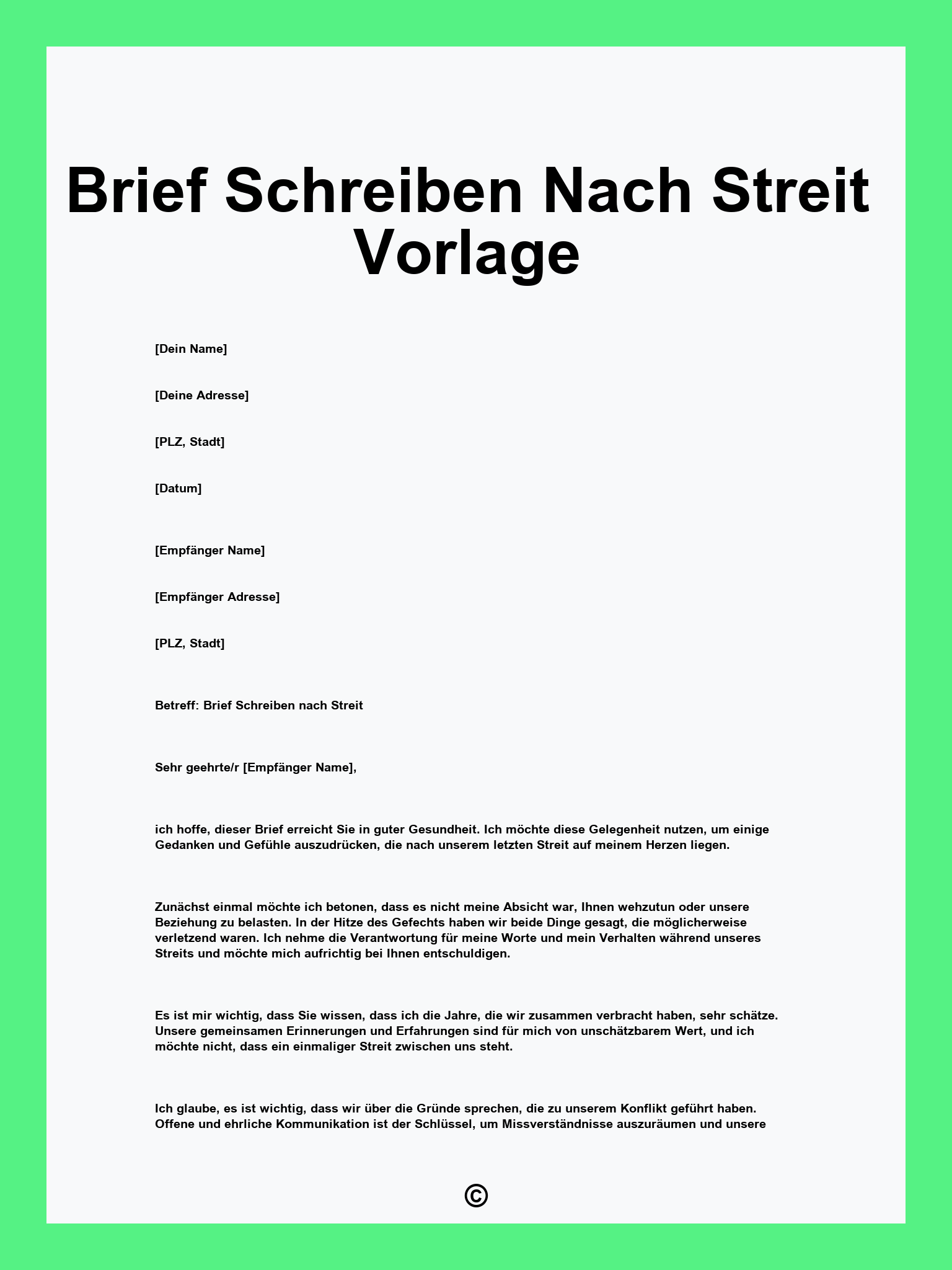 Brief Schreiben Nach Streit Vorlage