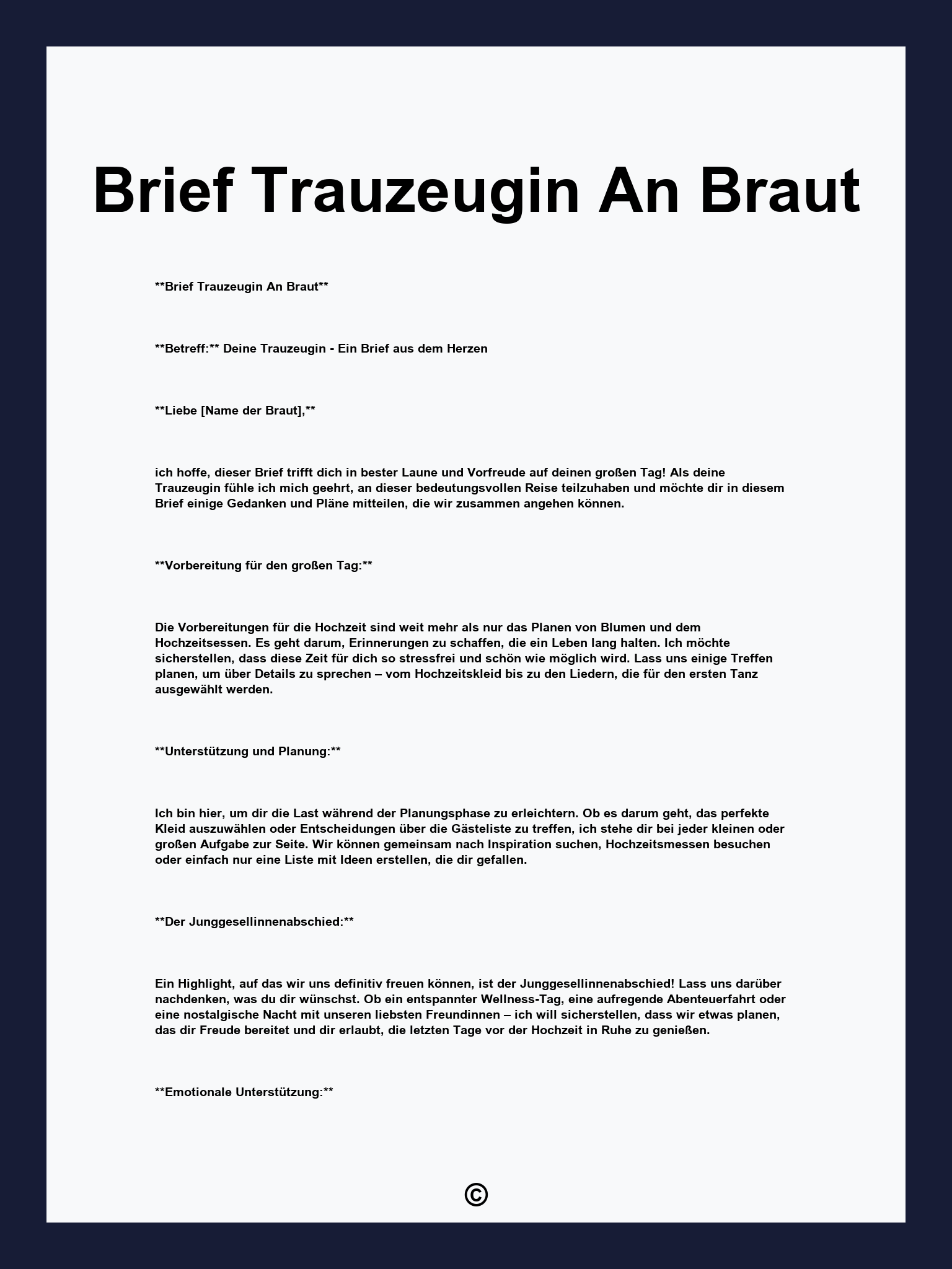 Brief Trauzeugin An Braut