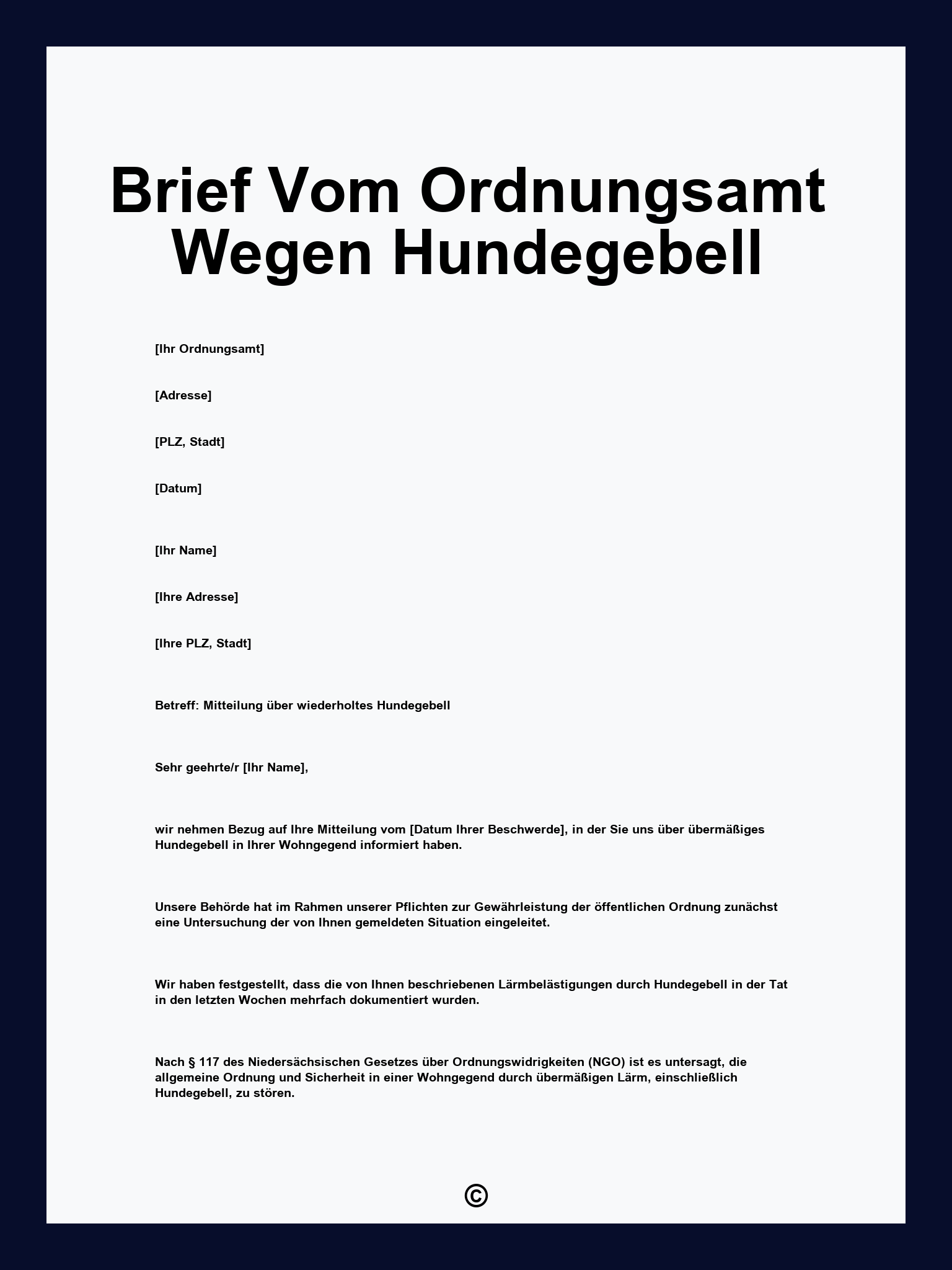 Brief Vom Ordnungsamt Wegen Hundegebell