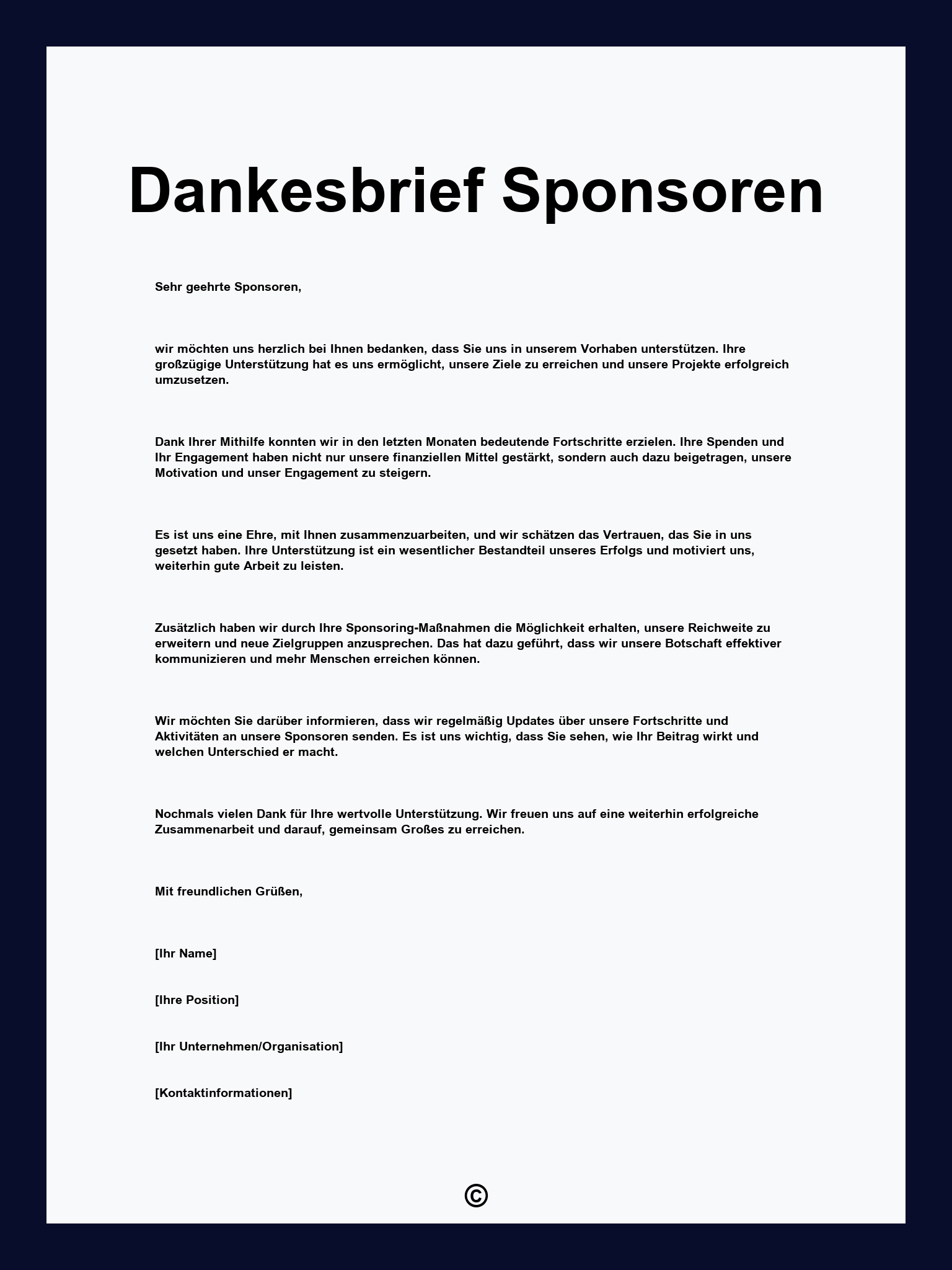 Dankesbrief Sponsoren