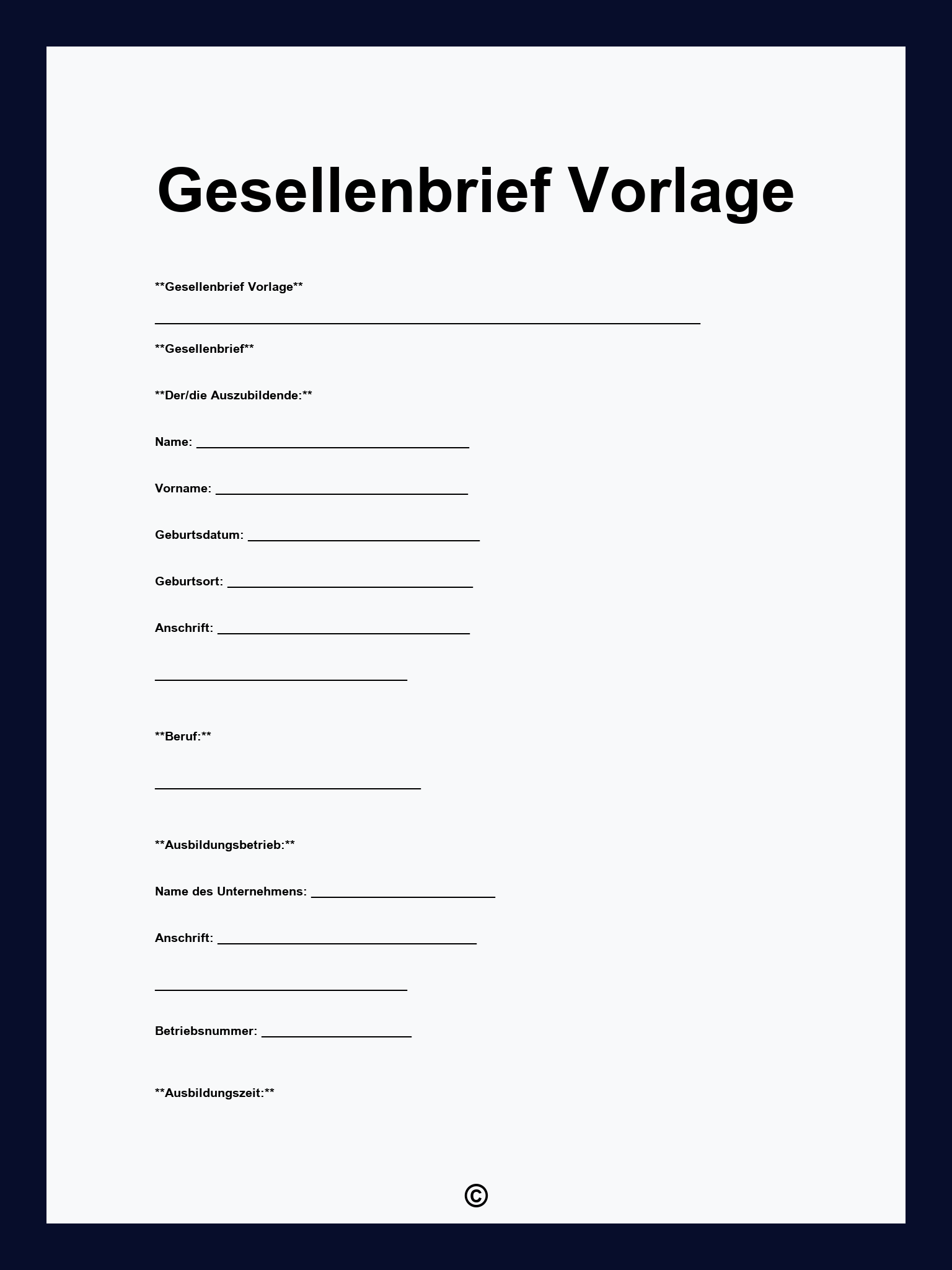 Gesellenbrief Vorlage