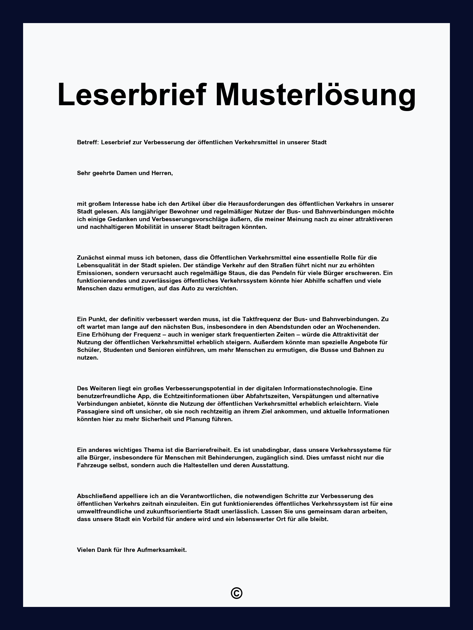 Leserbrief Musterlösung