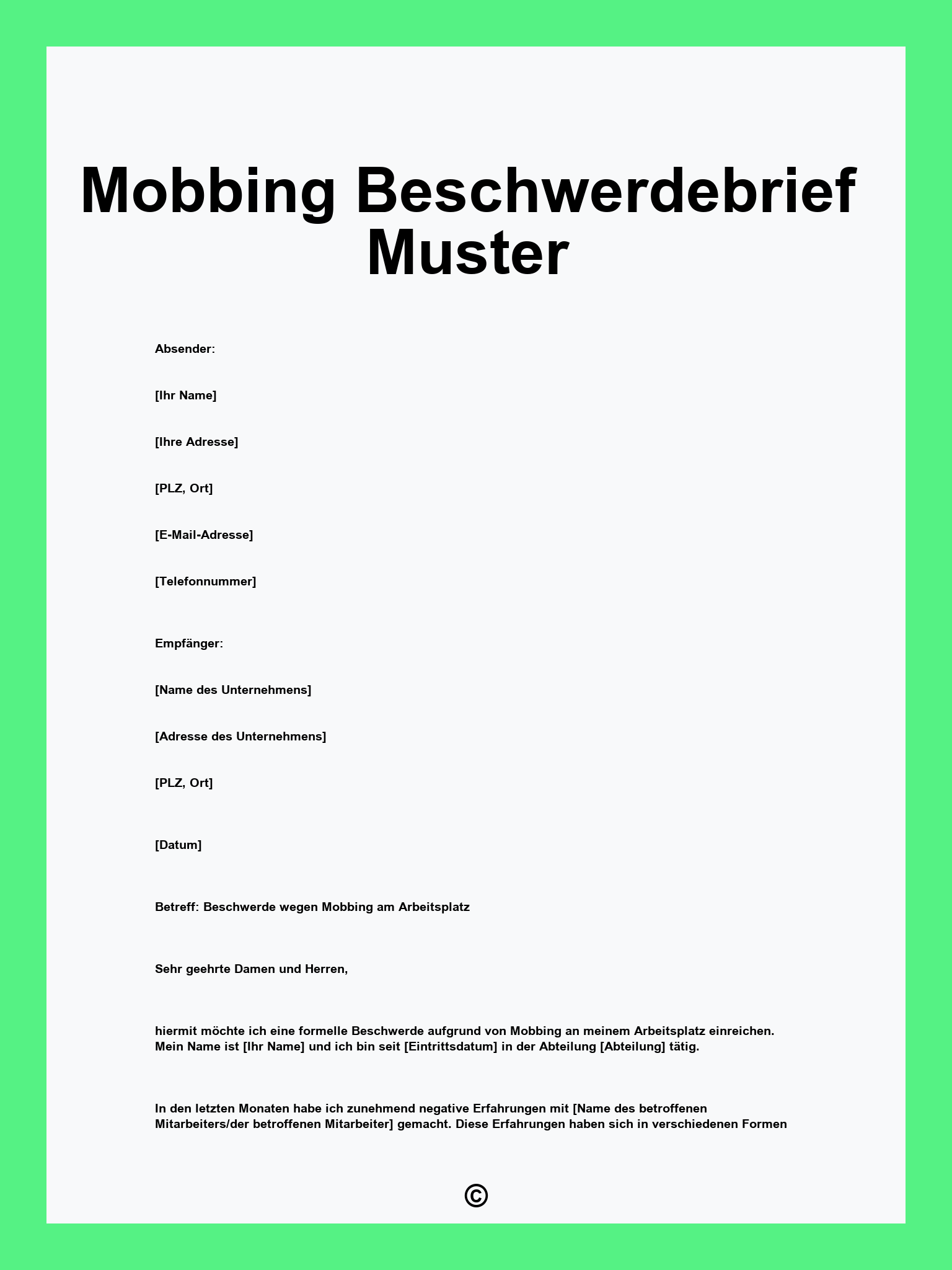 Mobbing Beschwerdebrief Muster