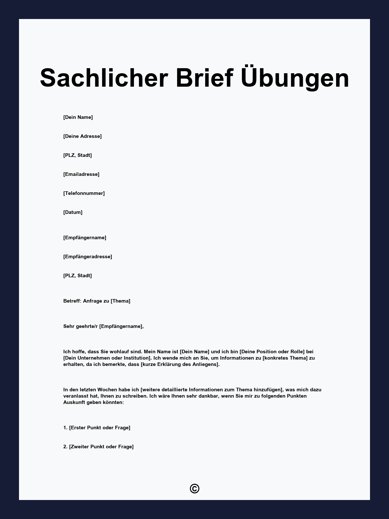 Sachlicher Brief Übungen