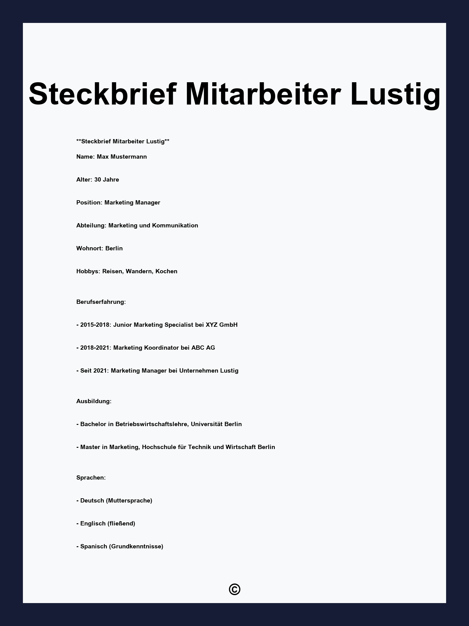 Steckbrief Mitarbeiter Lustig