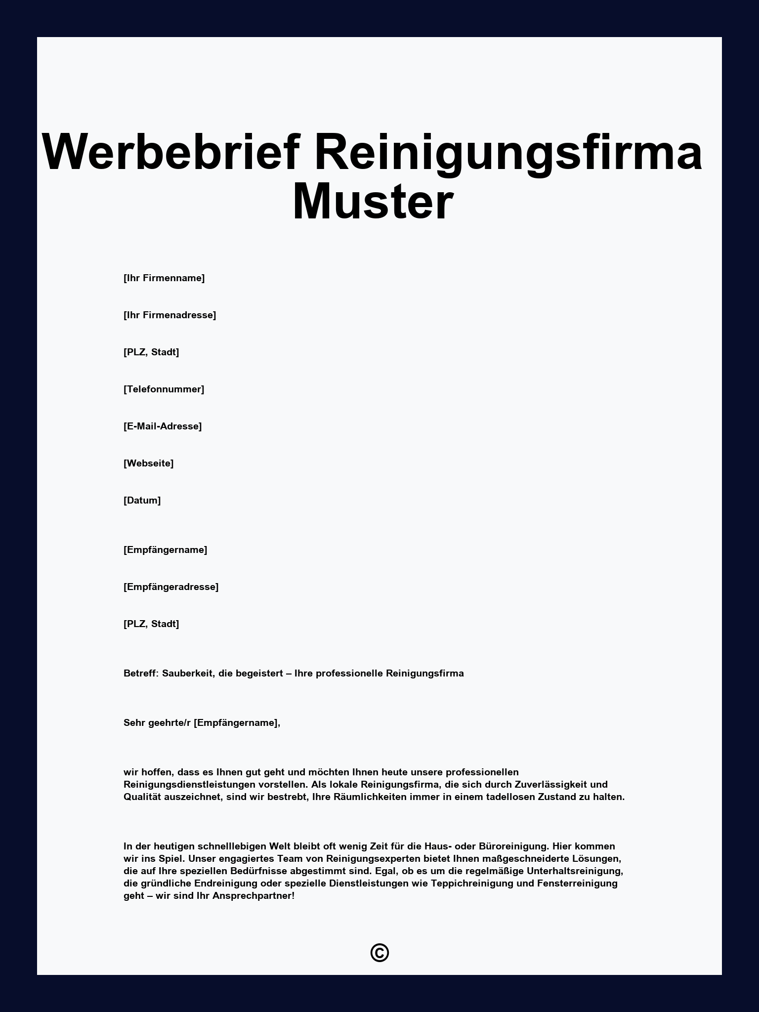 Werbebrief Reinigungsfirma Muster